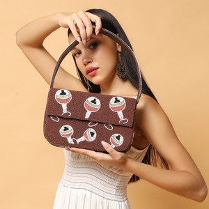 Borsa con pochette con perline fatta a mano malocchio ecologica artigianale con stile classico alla moda ricami a mano - Product Image 1