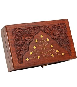 Boîte à bijoux en bois faite à la main de qualité supérieure avec une élégante incrustation en laiton Design de fleurs Boîte-cadeau décorative pour le stockage d'accessoires pour femmes - Product Image 4