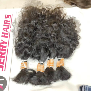 Extensions de cheveux vierges non traités naturels Remy du sud de l'Inde, cheveux de temple en vrac, cheveux pour tresses, machine à double trame, 100g, mèches bouclées brutes - Product Image 1