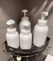 Bouteille en plastique blanche rechargeable avec pompe, impression de logo personnalisée, luxe, 300 ml, 500 ml, pour savon liquide, désinfectant