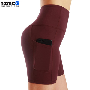 Pantalones cortos de cintura alta con logotipo personalizado para mujer, pantalones transpirables para gimnasio, Yoga, Fitness, entrenamiento activo para niñas, ropa para correr, lona hecha - Product Image 3