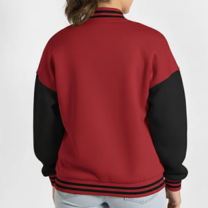 Vestes universitaires en gros, logo personnalisé, poids lourd, unies, vierges, streetwear, boutonnées, coupe ample, veste varsity pour femmes - Product Image 5