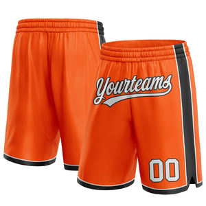 Pantalones cortos de baloncesto auténticos personalizados naranja blanco verde azulado 100% malla poliéster ligero transpirable bordado High Street - Product Image 4