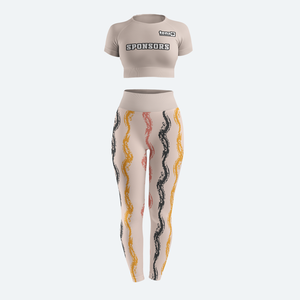 Sublimation Heat Transfer Stretchable Casual Breathable Womens Fitness <b>Crop</b> Top <b>Leggings</b> Set - Product Image 3