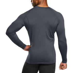 T-shirt de compression pour homme en polyester à manches longues, haut de musculation, nouveau style, chemise streetwear pour homme, couche de base pour l'entraînement - Product Image 2