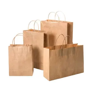 Bolsa de papel kraft reciclable a precio de fábrica, bolsa de papel de regalo de compras, portátil, protección del medio ambiente