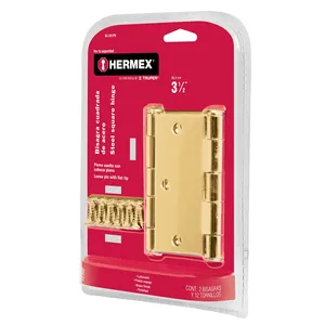 Scatola di 6 unità borsa con 2 3-1/2 'mobili quadrati placcato in ottone cardini Design testa piatta - Product Image 4