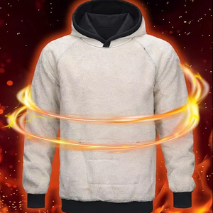 Sudadera con capucha Sherpa para hombre, sudadera atlética térmica de invierno gruesa con forro polar de peso pesado con bolsillo de canguro - Product Image 1