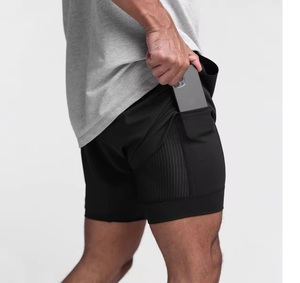 Short de plage à compression intégré de haute qualité personnalisé en polyester spandex short de sport d'entraînement d'été en vente en gros - Product Image 4