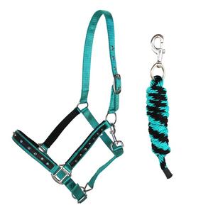 Customized ODM Nylon Horse <b>Tack</b> Nylon Padded Adjustable Halter Rhinestones Rope, Padded English Saddle Halters From India - Product Image 1