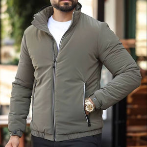 Veste d'hiver décontractée pour hommes avec capuche poches zippées Vêtements d'extérieur rembourrés chauds et imperméables-Manteau de style tendance - Product Image 1