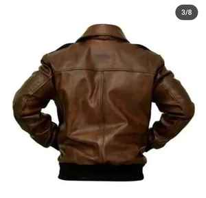 Chaqueta Bomber de Cuero Larga de Alta Calidad para Hombre, Fabricada a Medida, Calidad Premium, Cuero de Longitud Completa - Product Image 3