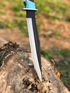 Custom OEM Handmade <b>Black</b> Steel Hunting Bowie Knife 15 Inch <b>Epoxy</b> <b>Resin</b> Handle with Premium Leather Sheath Grip - Product Image 4