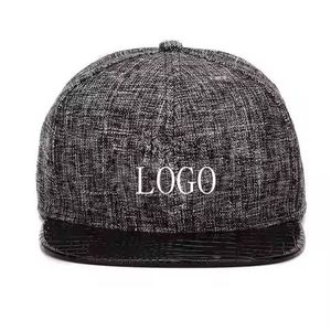 Casquette de camionneur en toile à visière plate à deux tons avec logo imprimé en relief sur 5 panneaux personnalisée avec cordon 100% coton décontractée pour l'extérieur - Product Image 5