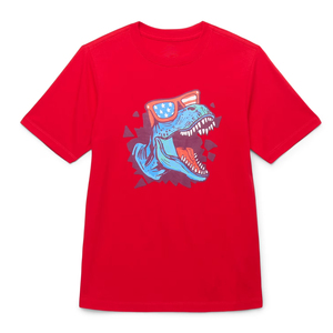 Camiseta Roja de Manga Corta para Hombre con Estampado Floral en la Parte Delantera, Cuello Redondo, Estilo Casual, Holgada, Transpirable, de Poliéster, Vintage - Product Image 1