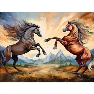 Dos caballos salvajes azulejo Mural mármol cerámica cocina baño pared arte Backsplash categoría de producto murales de pared - Product Image 1
