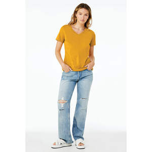 Airlume-Camiseta holgada de manga corta con cuello en V para mujer, Camiseta de algodón peinado y anillo, 32 oz, 100% oz, 4,2 - Product Image 4