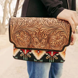 Bolso de mano de estilo de cuero genuino Vintage hecho a mano, bolso de mensajero, bolsos cruzados, bolsos de cuero de vaca para mujeres y niñas - Product Image 1