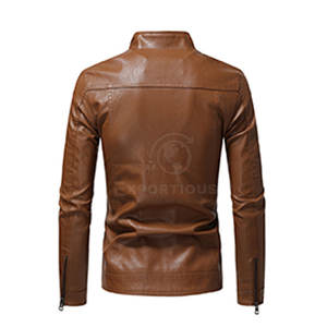 Veste d'hiver en cuir de vache pour homme, nouvelle mode, vente chaude, coupe-vent, respirante, col montant, logo frontal, écologique - Product Image 2