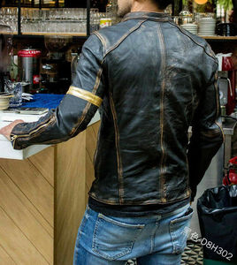 Blouson bombardier homme en cuir de mouton aviateur rembourrage chaud style motard veste grande taille en cuir - Product Image 4