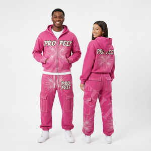 Conjunto de Dos Piezas de Ropa de Invierno, Sudadera con Capucha Gráfica y Pantalones Cargo de Pierna Ancha, Estilo Urbano, Estampado Abstracto Personalizado, Conjuntos de Entrenamiento - Product Image 4