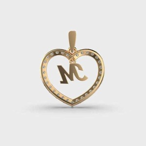 จี้เครื่องประดับที่ดีและเสน่ห์ M ในหัวใจที่กำหนดเองจี้เงินตัวอักษรรักกับ Moissanite VVS ความชัดเจนโดยไม่ต้องสร้อยคอโซ่ - Product Image 5