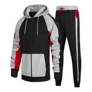 Chándales Venta al por mayor Chándales Color Cuello rojo Media cremallera Conjunto de ropa de entrenamiento y jogging para chándal transpirable unisex - Product Image 1