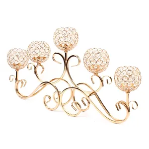 Élégant support de 5 bougies en métal au design cristal décor d'éclairage de table pour la maison et l'hôtel bougeoir et lanternes - Product Image 4