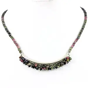 "925 <b>Silver</b> Tourmaline Beaded Choker <b>Necklace</b> <b>for</b> <b>Women</b> Trendy Pearl Gold Plated <b>Chain</b> Gift" - Product Image 2