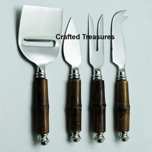 Meilleurs ensembles de fromage en acier inoxydable de finition avec manche en os Couverts Couteau Ensemble de 4 ustensiles trancheurs de beurre et de crème - Product Image 3