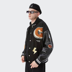 Moda verde Puffer Mens Patchwork chaqueta bordada béisbol Letterman Varsity Bomber chaquetas - Product Image 5