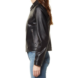 Chaqueta de Cuero para Mujer de Primera Calidad, Duradera, con Forro de Nailon Acolchado, Manga Larga, Estilo Moderno para Otoño - Product Image 4