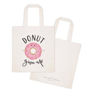 Donut Give Cotton Canvas Tote Bag Recyclable Eco-Friendly Long Handle Medium Size for Daily Use Advertising Various Printed - Product Image 2