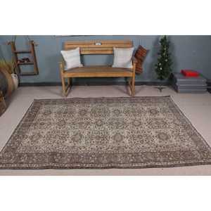 พรมตุรกีวินเทจ ขนาด 5.2x7.9 ฟุต สีน้ำตาลลายจุด ทำจากขนสัตว์ - Product Image 2