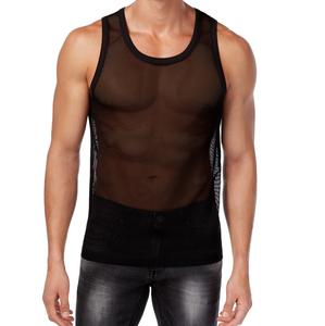 <b>Men's</b> Clothing Exercise Workout Gym Wears Blank Black Sleeveless Mesh Tank Top <b>Singlets</b> <b>For</b> <b>Men</b> Breathable High Quality Tank Top - Product Image 1