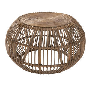 Mesa de centro Curry Rattan Drum Classic Vintage Scandi-Style para el hogar, oficina y sala de estar, granja y diseño tradicional - Product Image 5