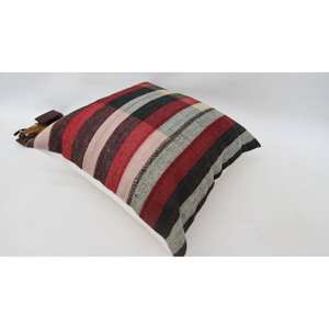 Oreiller à motif tartan multicolore 24x24 pouces Vintage Wool Kilim Plaid Woven Technique - Product Image 5