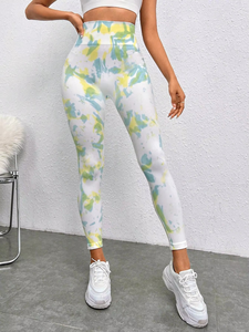 Vente en gros Pantalons de fitness yoga teintés sans coutures pour femmes Leggings de sport taille haute pour le levage des hanches pour femmes - Product Image 6