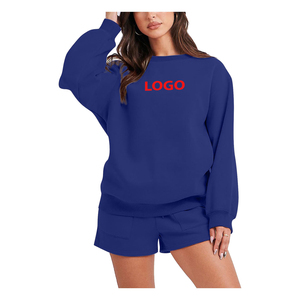 ชุดเสื้อมีฮู้ดสำหรับผู้หญิงทันสมัยชุดผ้าฝ้ายสองชิ้นชุดวอร์มแฟชั่นเสื้อผ้าลำลองออกแบบโลโก้ได้ตามต้องการ - Product Image 2