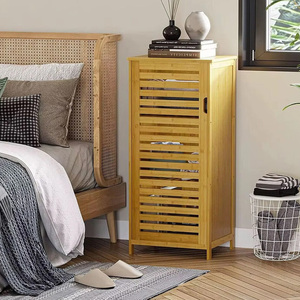 High Quality Modern Bamboo 3-<b>Shelf</b> Single-Door Organizer <b>Cabinet</b> Portable 87x33x33.5cm from Turkiye - Product Image 1