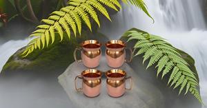 <b>Set</b> of 4 Copper <b>Mug</b> Cups with Unique Brass Handle for Healthy Drinks with Stylish Design - Product Image 6