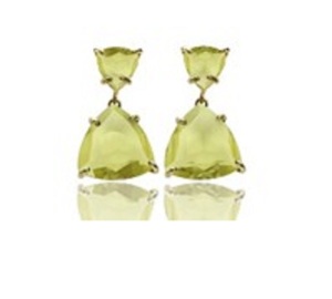 Pendientes de plata de ley 925 con forma de trillón y Gema de limón, novedad - Product Image 1