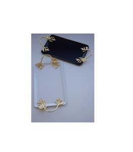 Elegant metal serving <b>tray</b> with smooth satin finished perfect for chic dining table displays and high-end <b>buffet</b> presentations - Product Image 3