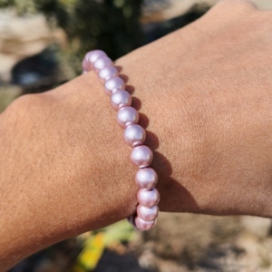 Natural Pink Shell Pearl Handmade Luxury 925 Silver Adjustable <b>Bracelet</b> 8mm Round <b>Beads</b> Pastel Pink Wedding Jewelry Gift for Her - Product Image 3