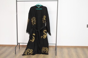 Caftan Turkish 100% Cotton Natural Dye Long Cap Black Dressing Gown Home Hotel Spa Beach Good Quality <b>Large</b> Size Best Price - Product Image 5