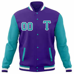 Chaqueta universitaria unisex lana Melton y cuero genuino chaqueta con letras personalizada azul bordado al por mayor mejores chaquetas - Product Image 1