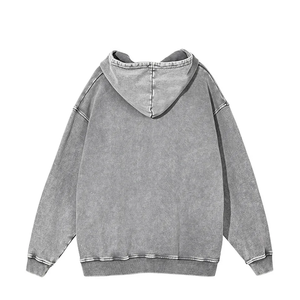 OEM Vente en gros Sweat à capuche pour hommes qualité supérieure délavé à l'acide Anti-Shrink Basics Logo personnalisé en coton mélangé pour l'hiver - Product Image 4