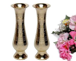 High Rating Set of Three Classical Floor <b>Vases</b> Set Indian Style Handmade Crafts Brass Cyclindrical <b>Unique</b> Flower <b>Vase</b> for Floor - Product Image 2