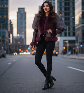 Veste Courte en Fourrure de Renard Véritable de Luxe pour Femme RX Furs – Manteau Bulle en Fourrure Naturelle de Renard Doré des Îles pour l'Hiver - Product Image 4