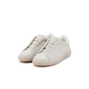 Chaussures de sport High Court Margot sans lacets EcrU Unisexe Logo Lettrage Tendance Mode Marche Douce Doublure en cuir véritable Semelle en caoutchouc - Product Image 1